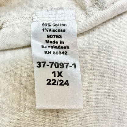 Woman Within 1X Beige 3/4 Sleeve Relaxed Fit Tunic Shirt 22/24 Plus Size