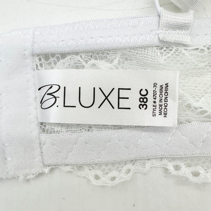 B Luxe Lace Push Up Underwire Bra 38C Padded With Adjustable Straps in White