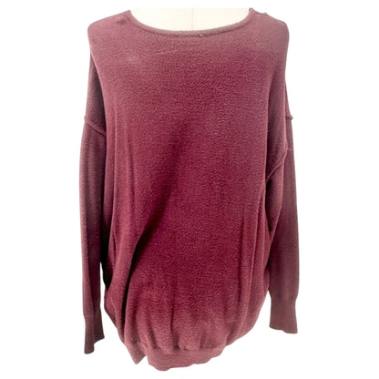 Dex Plus Sweater Womens 3X Deep Wine V Neck Soft Nylon Long Sleeve Roomy Comfort