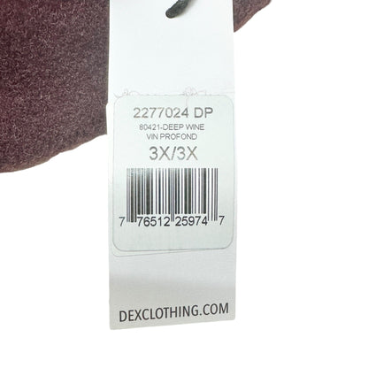 Dex Plus Sweater Womens 3X Deep Wine V Neck Soft Nylon Long Sleeve Roomy Comfort