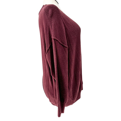 Dex Plus Sweater Womens 3X Deep Wine V Neck Soft Nylon Long Sleeve Roomy Comfort