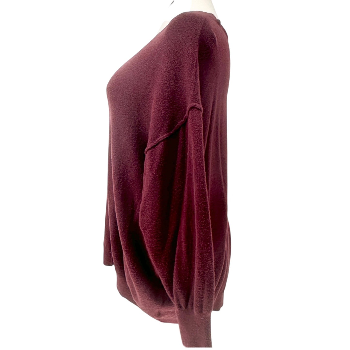 Dex Plus Sweater Womens 3X Deep Wine V Neck Soft Nylon Long Sleeve Roomy Comfort