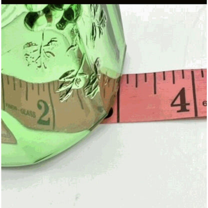 Vintage Green Depression Glass Goblet Embossed Grape Vine Design 6" H x 3" Dia