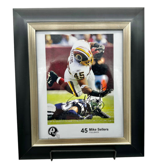 Mike Sellers Autographed Framed Photo Washington Redskins Fullback COA 13” x 11”