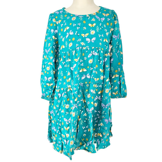 Jumping Beans Dress Girls 4T Long Sleeves Floral Butterfly Rayon Turquoise Color