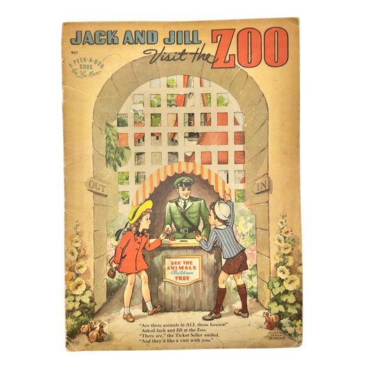 Jack And Jill Visit The Zoo 1942 Peek-A-Boo Book By Whitman Publishing Co.