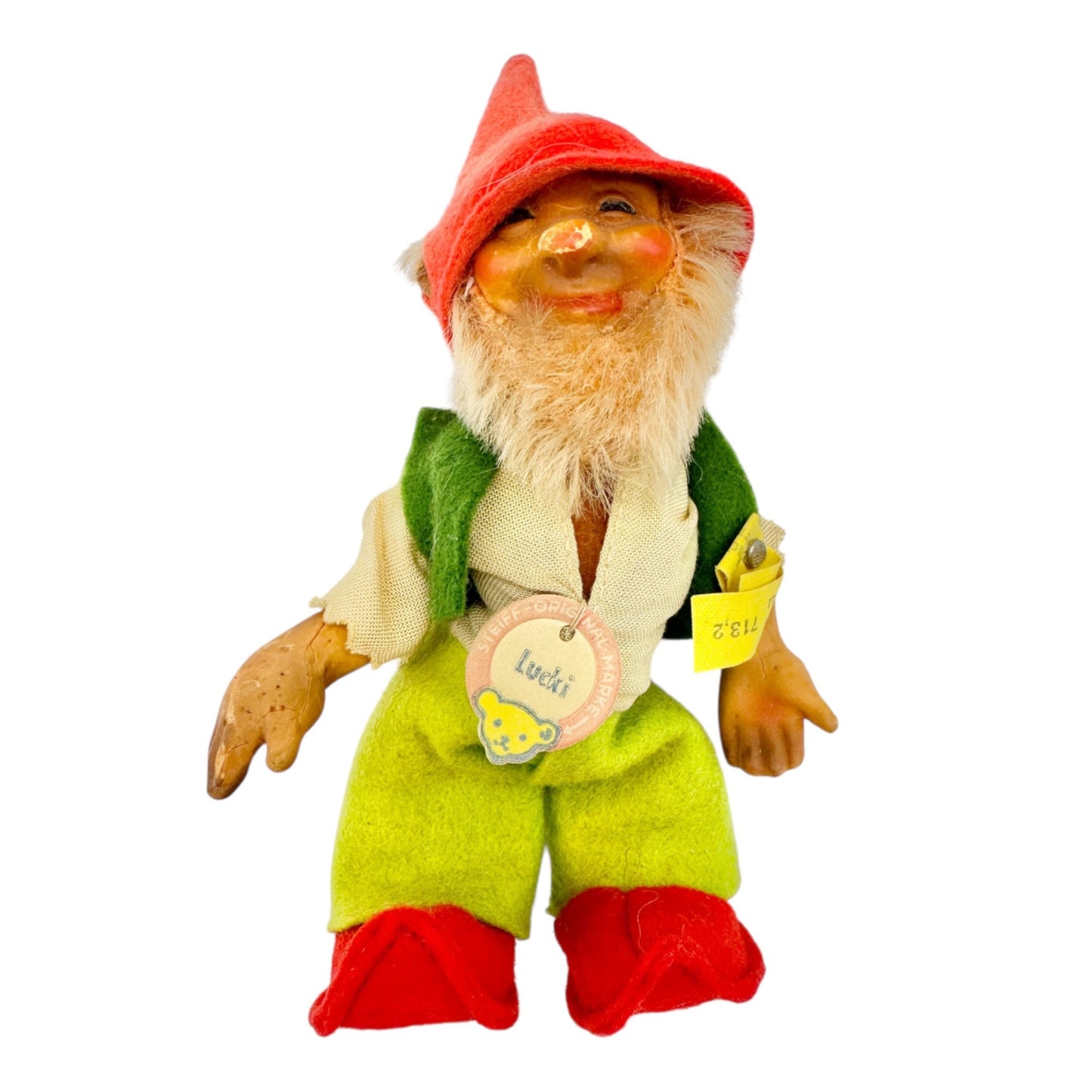 Steiff Lucki Miniature Dwarf Figurine 713,2 Vintage Collectible Germany 1950s 5"