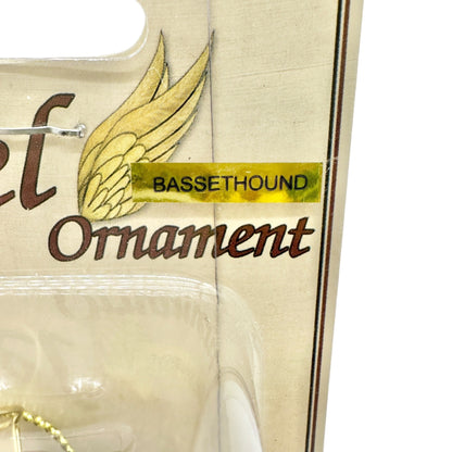 Basset Hound Angel Ornament Handcrafted Brown Dog with Gold Wings and Halo