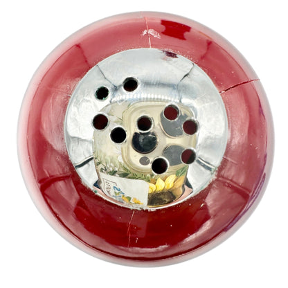 Salt and Pepper Shaker Set Deep Red Plastic 4 inch Tall Metal Tops Rubber Plugs