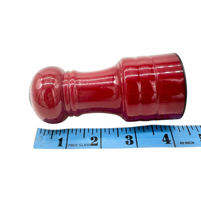 Salt and Pepper Shaker Set Deep Red Plastic 4 inch Tall Metal Tops Rubber Plugs