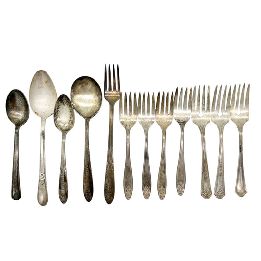 Various Vintage Spoon and Fork Collection WM Rogers R Wallace and More