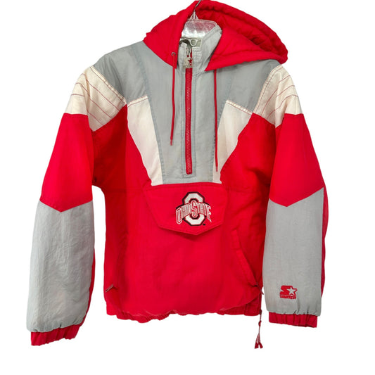 Ohio State Buckeyes Starter Pullover Jacket L Red & Gray Nylon Polyester