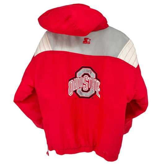 Ohio State Buckeyes Starter Pullover Jacket L Red & Gray Nylon Polyester