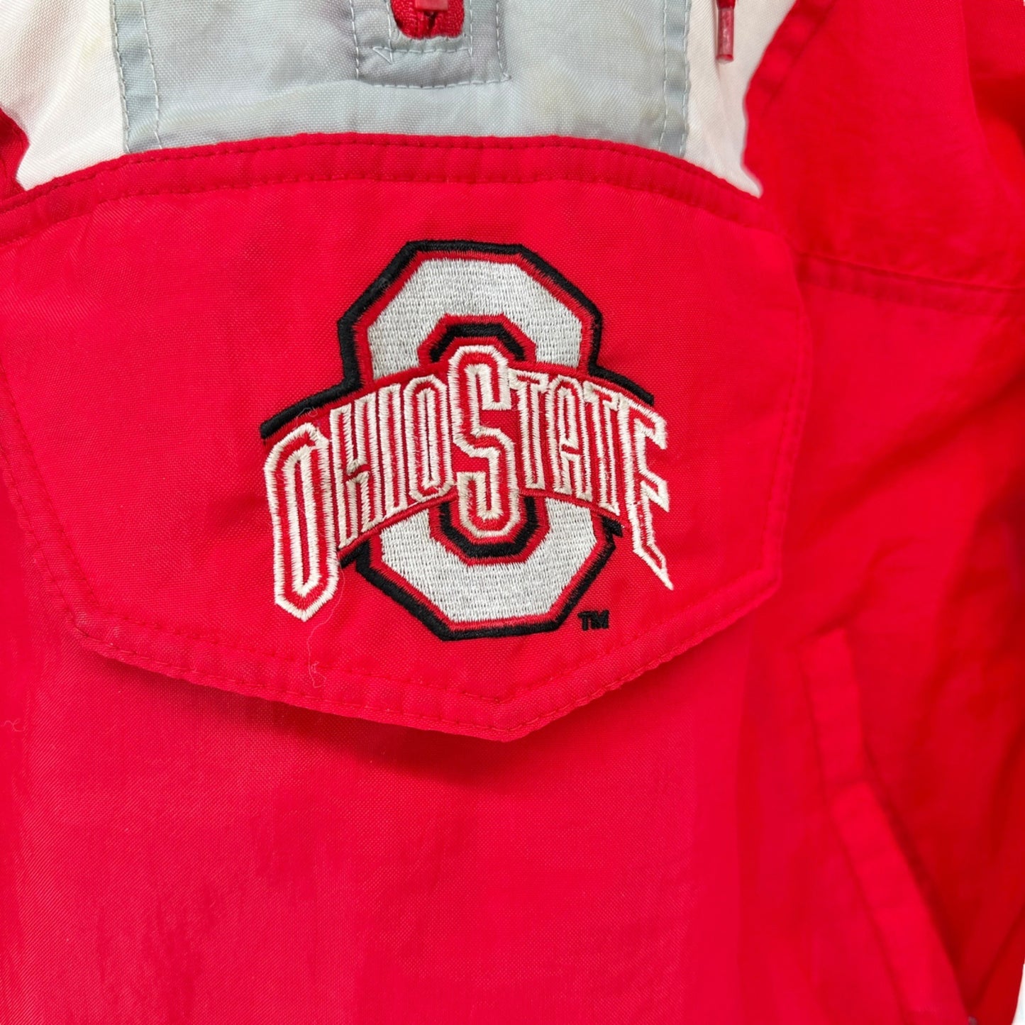 Ohio State Buckeyes Starter Pullover Jacket L Red & Gray Nylon Polyester