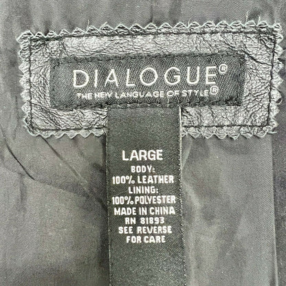 Dialogue Women's Large Black Leather Coat Polyester Lining Machine Wash