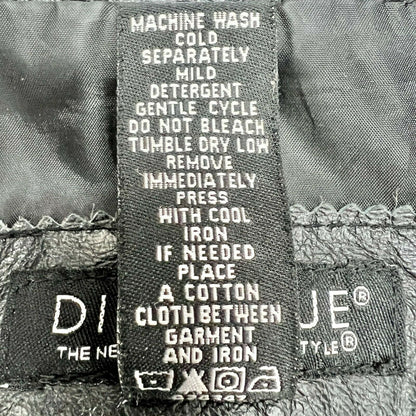 Dialogue Women's Large Black Leather Coat Polyester Lining Machine Wash