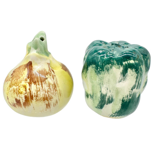 Vintage Ceramic Onion and Bell Pepper Salt And Pepper Shakers Unique