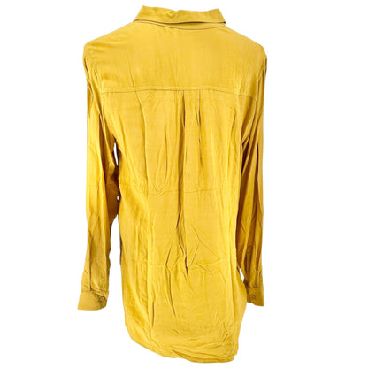 Goodthreads Tunic Blouse Womens Medium Mustard Yellow Long Sleeve 100% Viscose