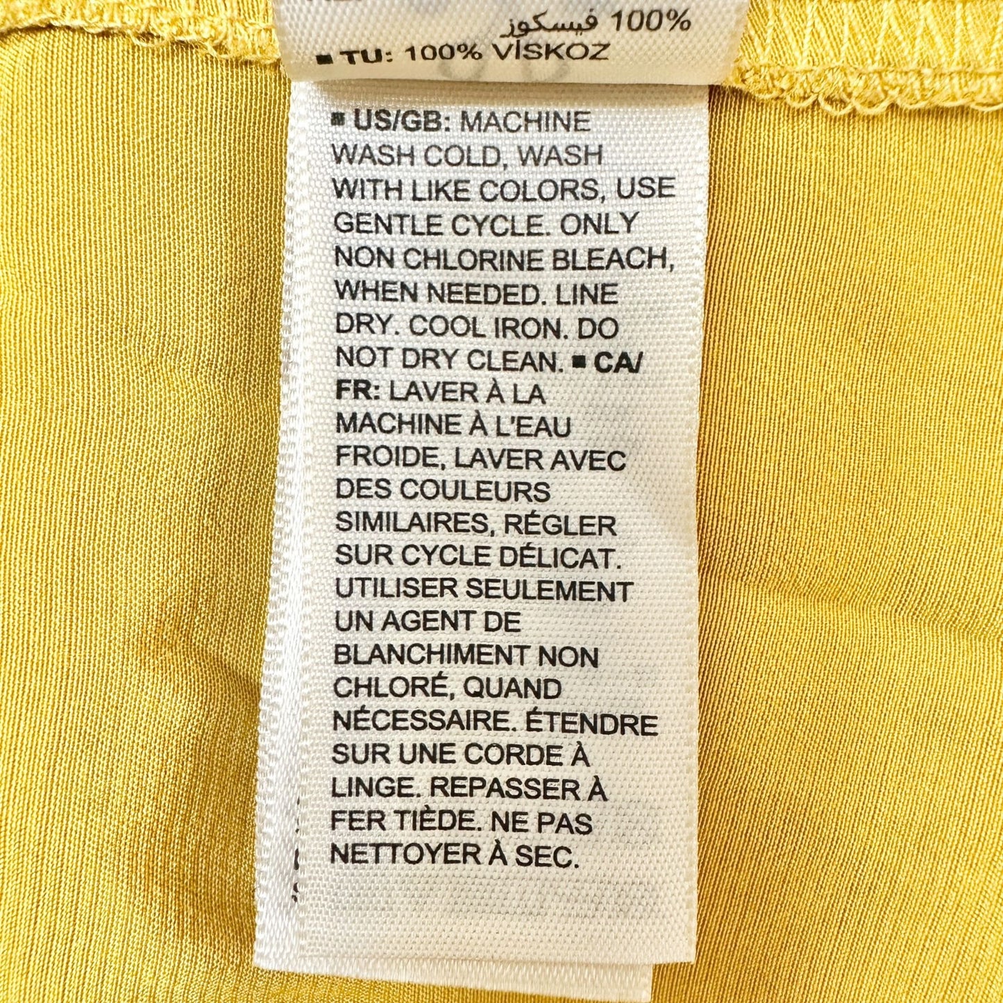 Goodthreads Tunic Blouse Womens Medium Mustard Yellow Long Sleeve 100% Viscose