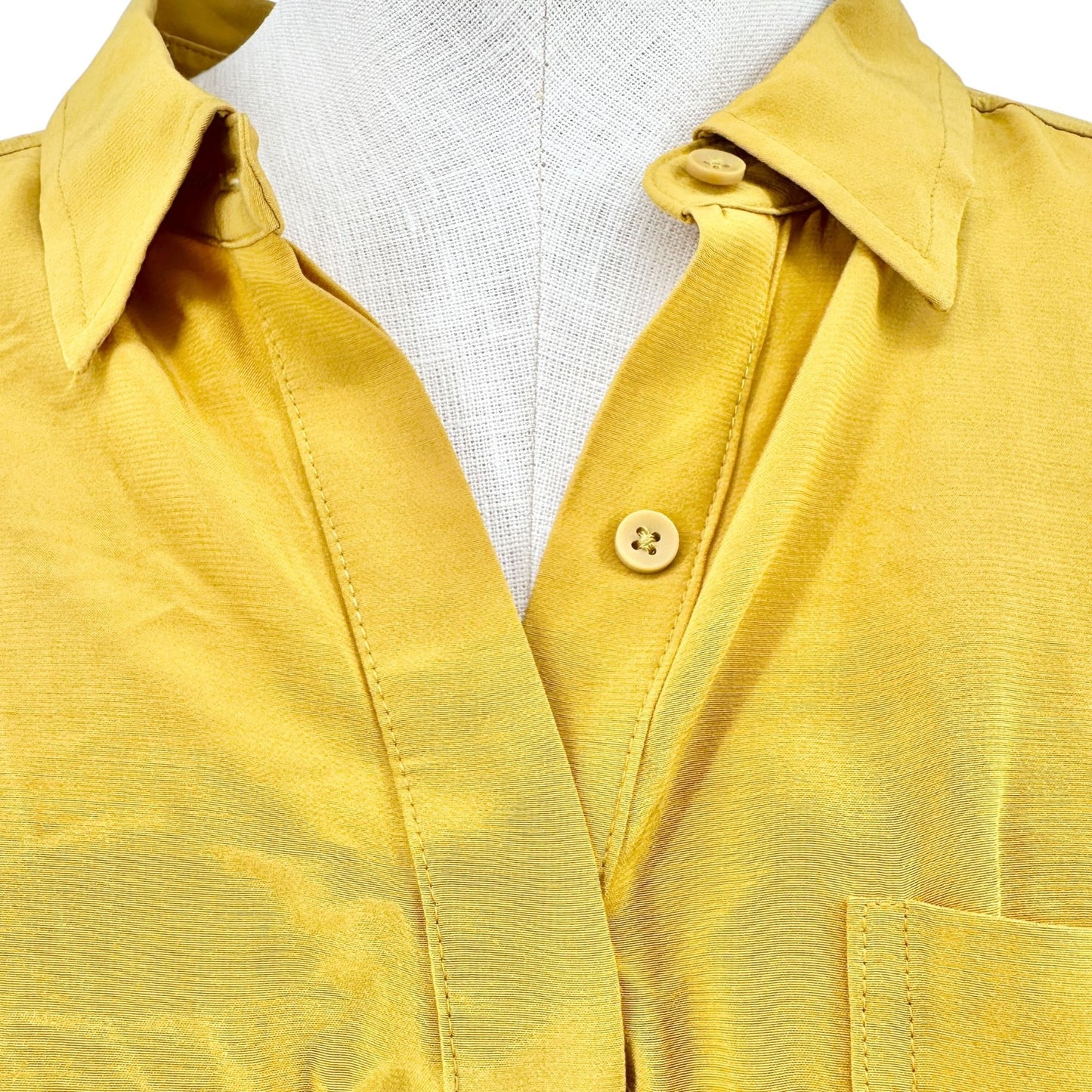 Goodthreads Tunic Blouse Womens Medium Mustard Yellow Long Sleeve 100% Viscose