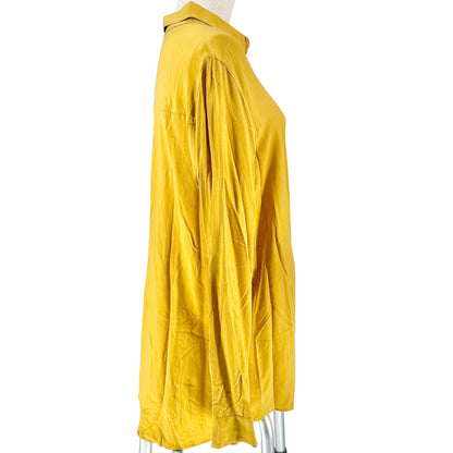 Goodthreads Tunic Blouse Womens Medium Mustard Yellow Long Sleeve 100% Viscose