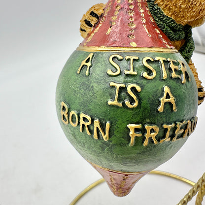Boyds Holiday A Sister Is A Born Friend Teddy Bear Ornament 2005 in Box 4" Long