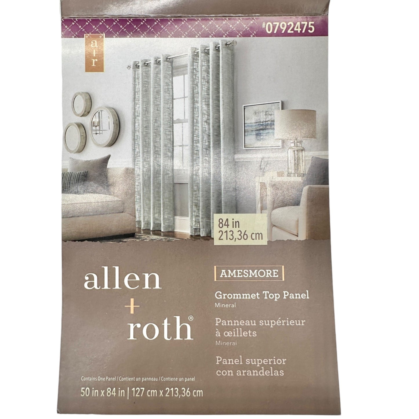 Allen+Roth Grommet Top Curtain Panel 50" X 84" Mineral Polyester Light Filtering