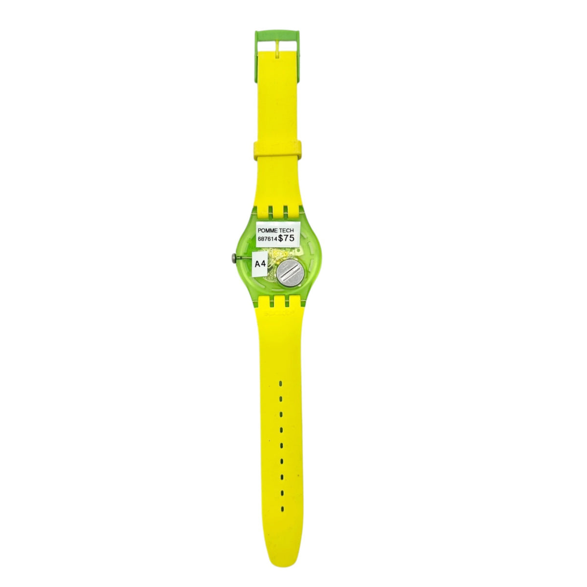 Swatch Neon Green and Yellow Swiss Quartz Watch Transparent Dial and New Battery