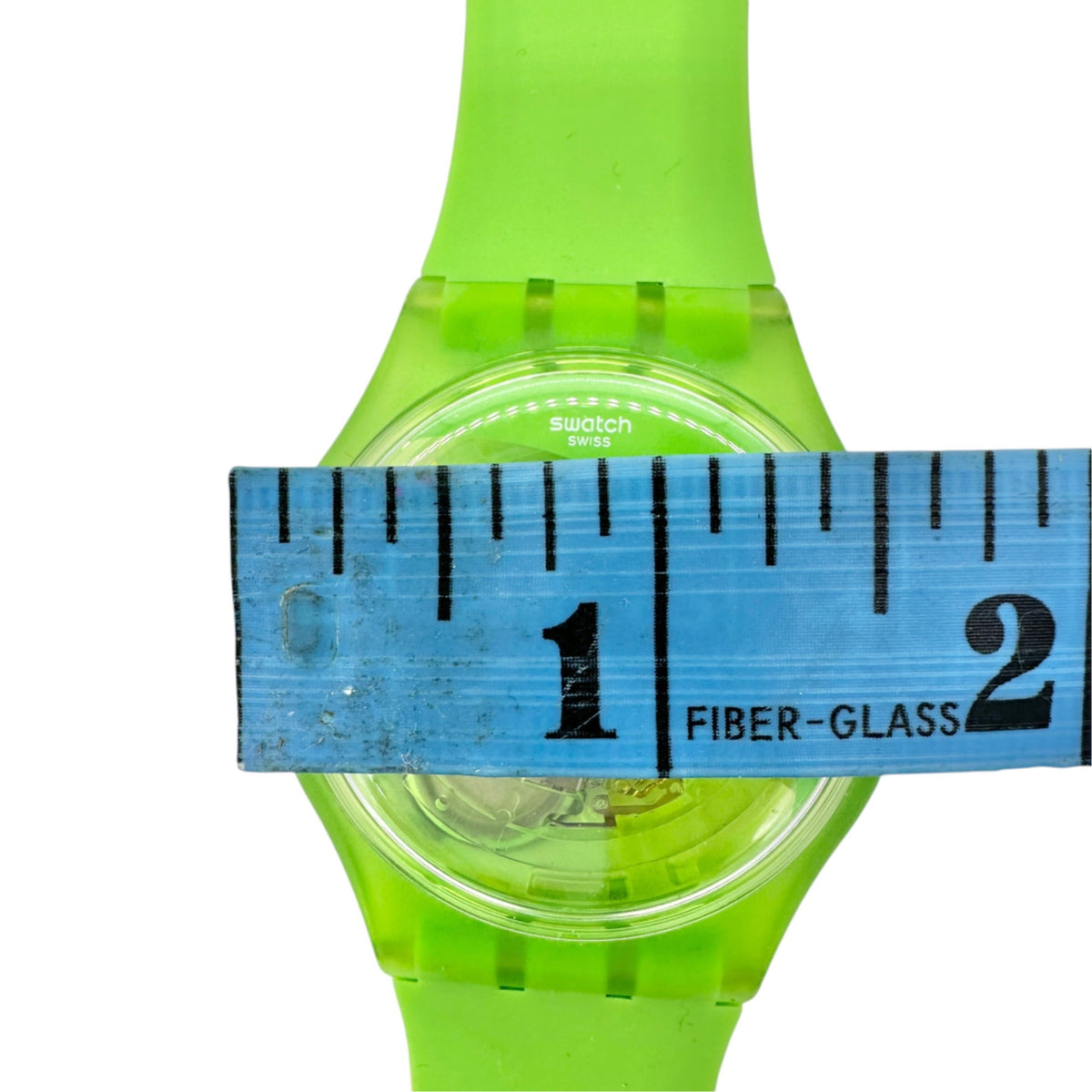 Swatch Neon Green and Yellow Swiss Quartz Watch Transparent Dial and New Battery