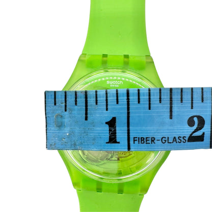 Swatch Neon Green and Yellow Swiss Quartz Watch Transparent Dial and New Battery