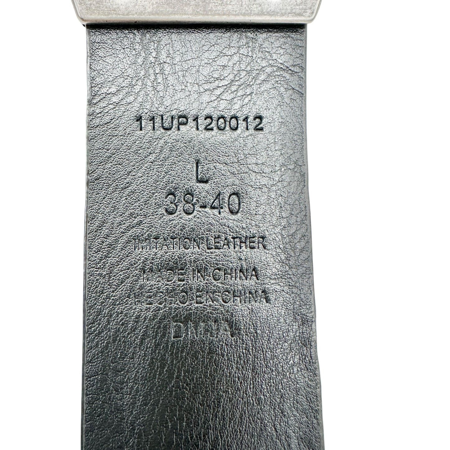 Mens Belt Size L 38-40 Brown Imitation Leather Belt With Silver-Tone Buckle