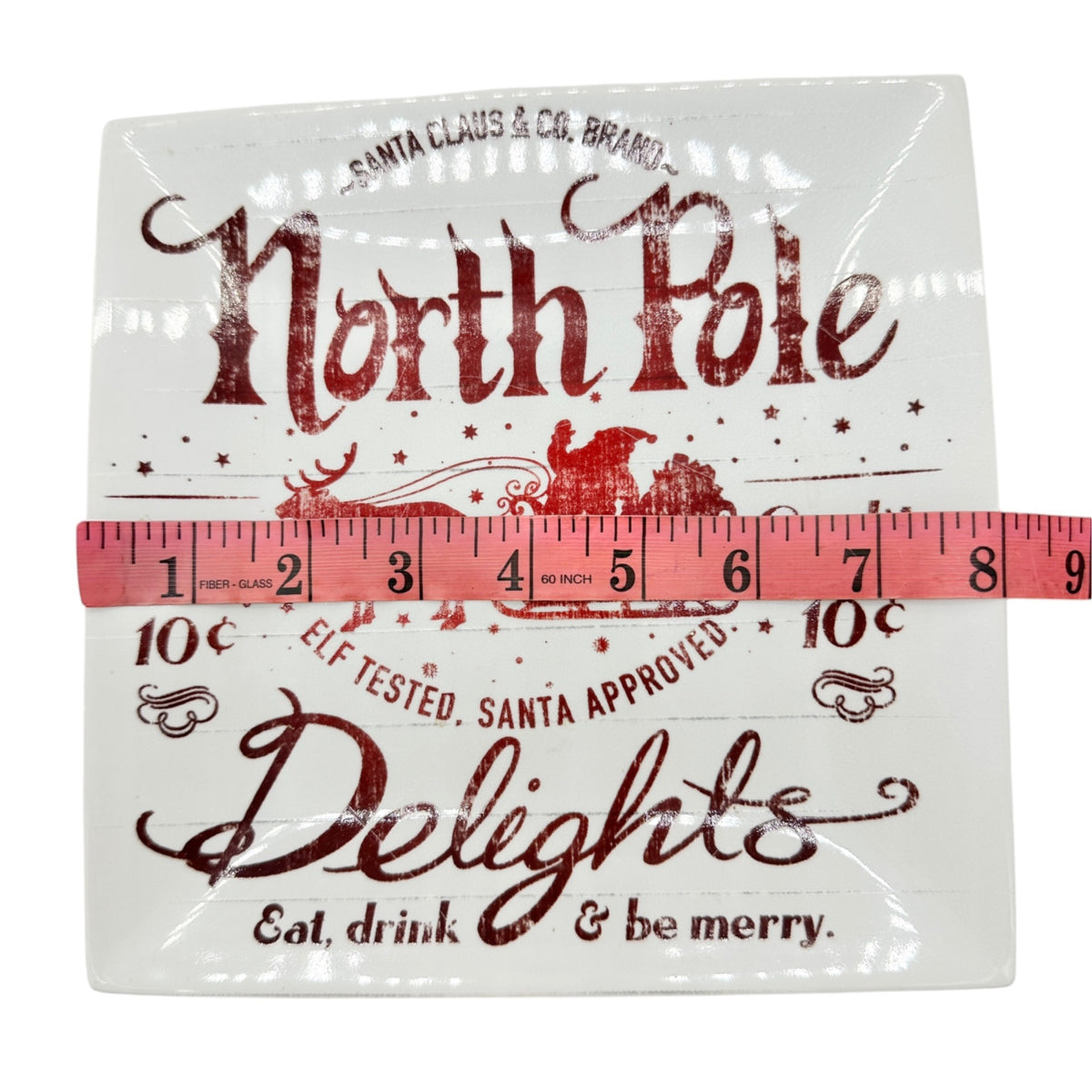 North Pole Themed Square Porcelain Plate By 222 Fifth Santa Claus & Co Design