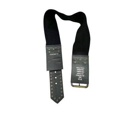 Hailey Jeans Co Belt Womens Medium 37x3 inch Black Gold Embellishments Elastic