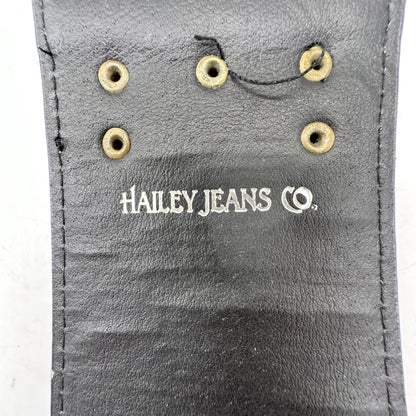 Hailey Jeans Co Belt Womens Medium 37x3 inch Black Gold Embellishments Elastic