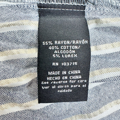 Striped Sleeveless Tunic Top 2X Lace Up Front Accent Rayon Blend Blue White