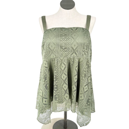 Torrid 2 Babydoll Tank Top Womens 18-20 Olive Lace Hanky Hem Adjustable Straps