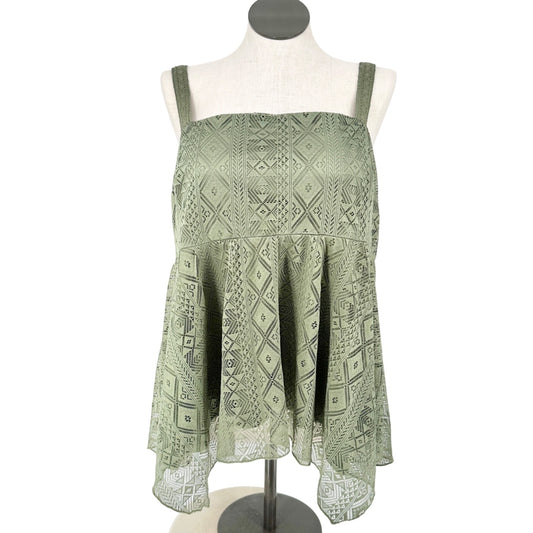 Torrid 2 Babydoll Tank Top Womens 18-20 Olive Lace Hanky Hem Adjustable Straps