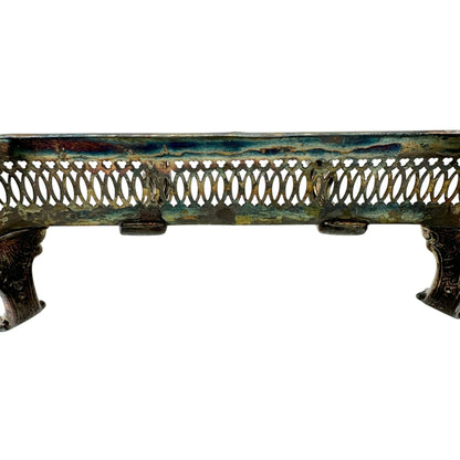 Vintage Silver Plated Rectangle Server With Ornate Handles+Feet 13x8 Elegant