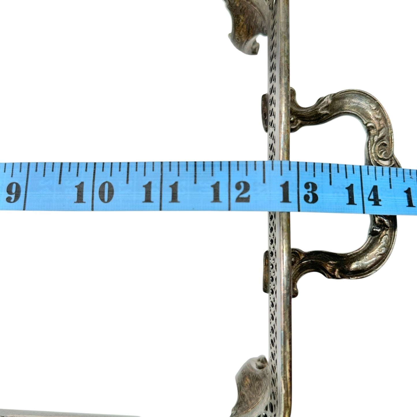 Vintage Silver Plated Rectangle Server With Ornate Handles+Feet 13x8 Elegant