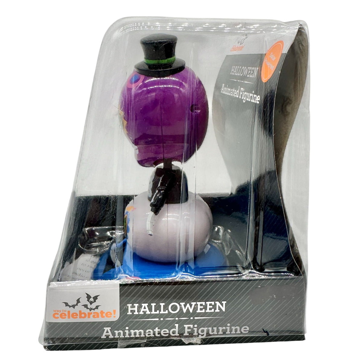Halloween Solar Powered Animated Figurine With Skeleton Design Purple White NEW