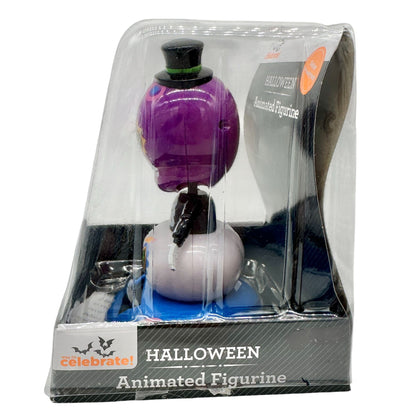 Halloween Solar Powered Animated Figurine With Skeleton Design Purple White NEW
