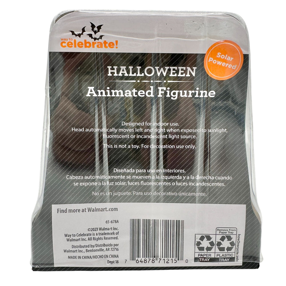 Halloween Solar Powered Animated Figurine With Skeleton Design Purple White NEW