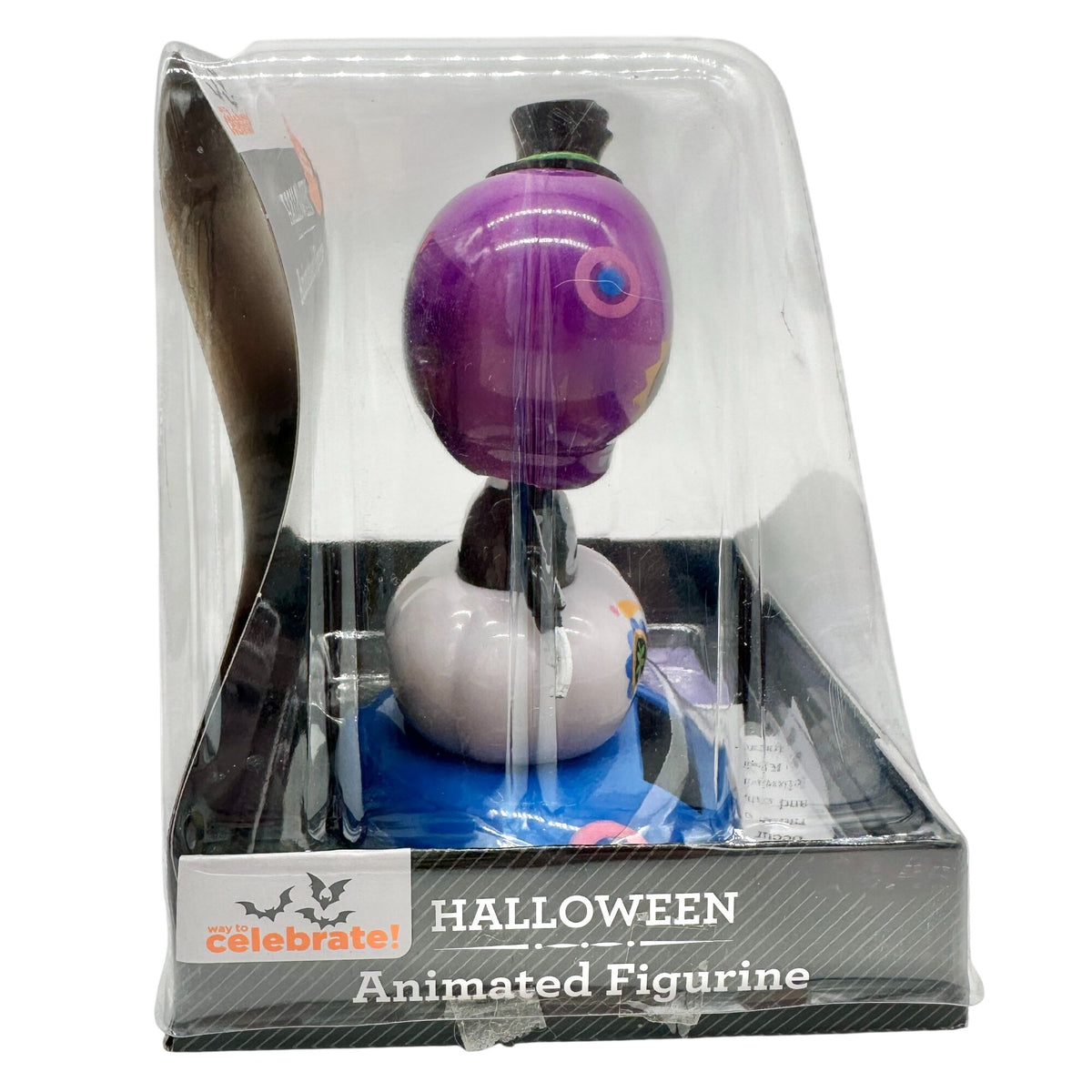 Halloween Solar Powered Animated Figurine With Skeleton Design Purple White NEW