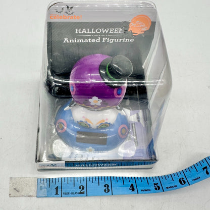Halloween Solar Powered Animated Figurine With Skeleton Design Purple White NEW