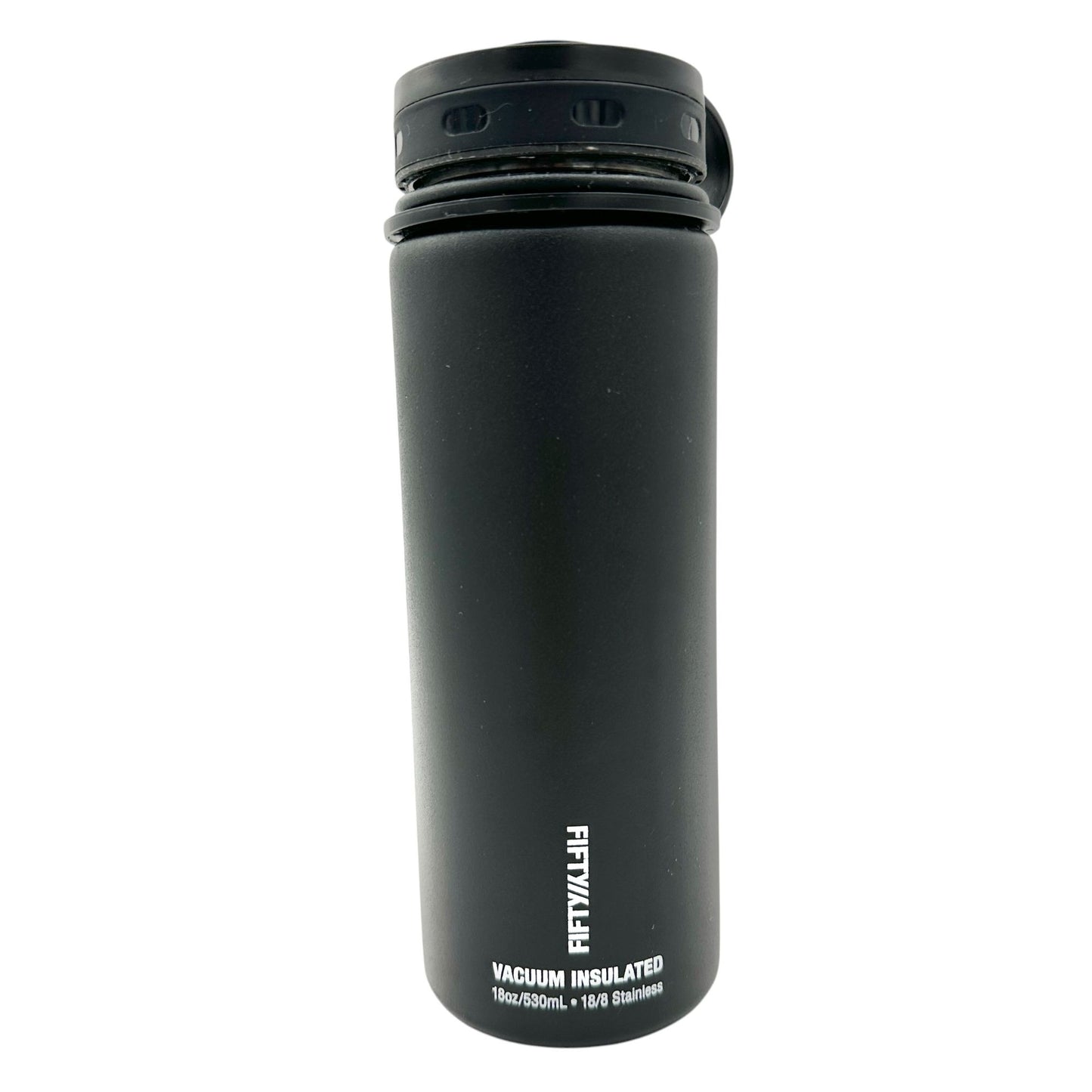 Fifty Fifty Vacuum Insulated Water Bottle 18oz Black Stainless Steel BPA-Free