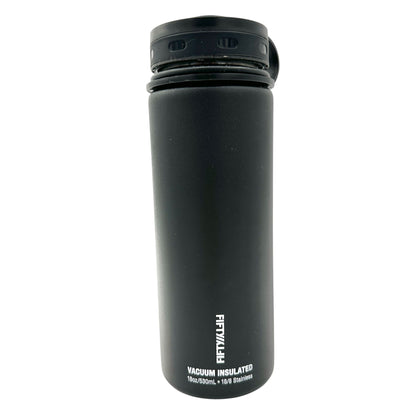 Fifty Fifty Vacuum Insulated Water Bottle 18oz Black Stainless Steel BPA-Free