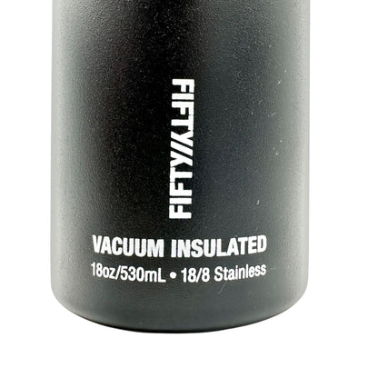 Fifty Fifty Vacuum Insulated Water Bottle 18oz Black Stainless Steel BPA-Free