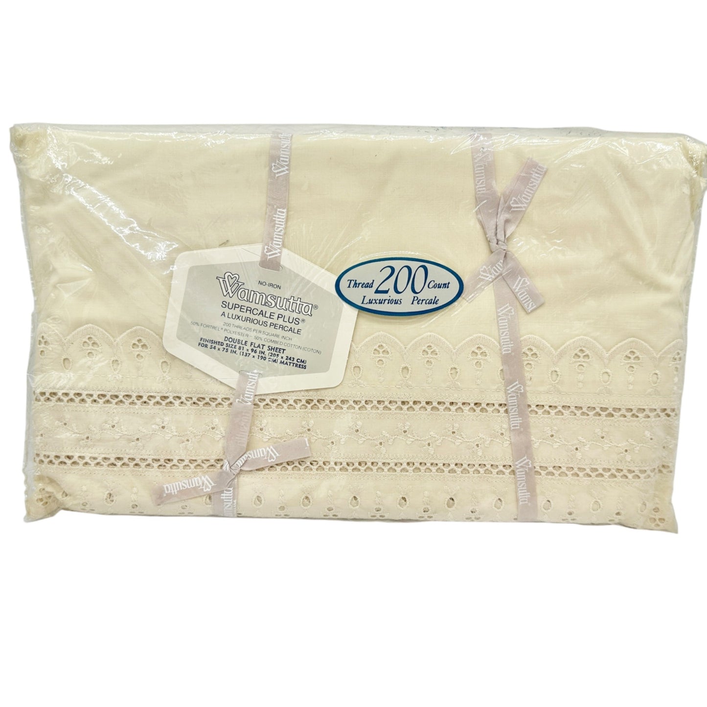 Wamsutta Vintage Supercale Plus Double Flat Sheet 81x96 Cream 200 Thread Count