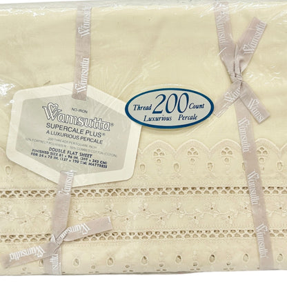 Wamsutta Vintage Supercale Plus Double Flat Sheet 81x96 Cream 200 Thread Count