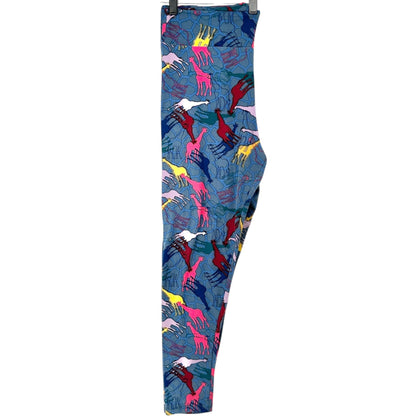 LuLaRoe Leggings Womens Tall and Curvy Blue Multicolor Giraffes Size 12-22 Soft